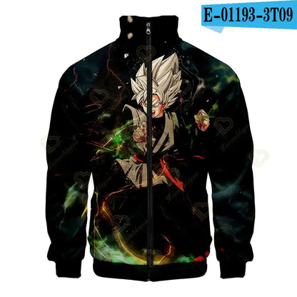 New Fashion Dragon Ball Print Stand Collar Zipper Hoodie Men Women Zipper Hoodies Jackets Long Sleeve Sport Hip Hop Sweatshirts, produit gaming premium Fraquane