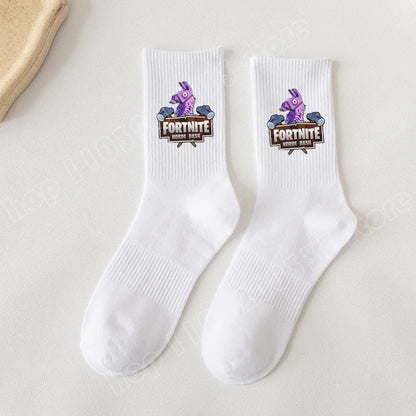 Fortnite Socks Cartoon Game Character Long Sock for Kids tudents in Spring and Autumn Solid Color Cotton Socks Birthday Gifts