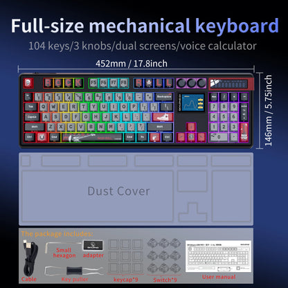 Teclado Mecânico Sem Fios SKYLOONG GK104 Pro 100% Personalizado com Switch Hot-Swap de Baixo Ruído para PC Gaming e Acessórios de Escritório