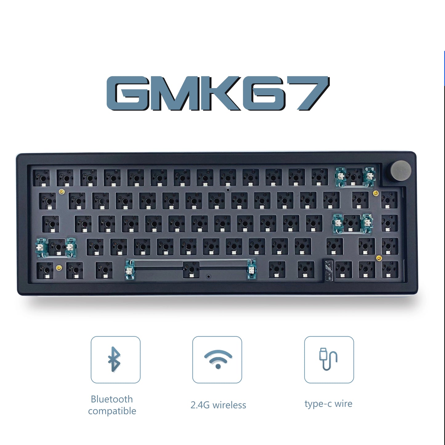 Kit de teclado mecânico personalizado GMK67 65% Gasket Bluetooth 2.4G sem fios hot-swappable com retroiluminação RGB