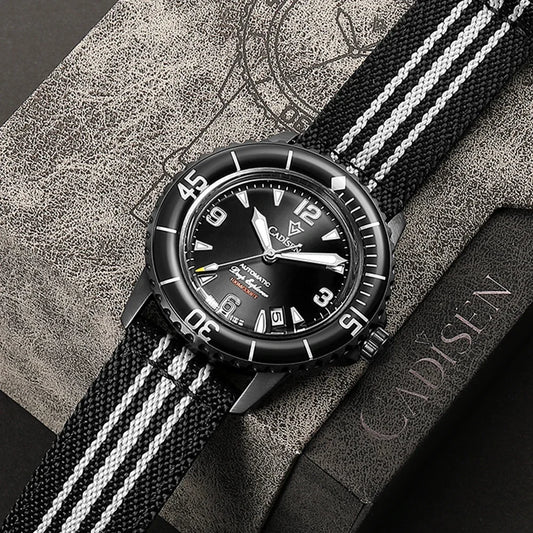 CADISEN Deep Explorer 2025 New Automatic Mechanical Watch Men's Canvas Strap Wristwatch MIYOTA Luxury Luminous Waterproof Watches