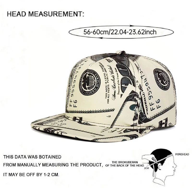 2025 Creative and Personalized New Printed Flat Edge Hat Street HipHop Hat Street Dance Decorative Hat Sunshade Hat Baseball Hat