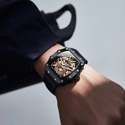 ONOLA Luxury Men's Automatic Mechanical Watch Waterproof Watch Luminous Barrel Shape Military Sports Wristwatch Men's Watch