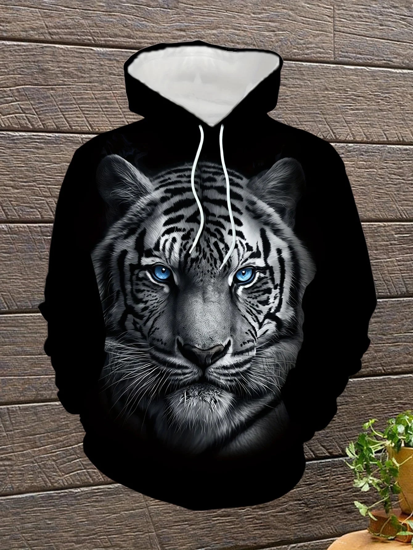 Herren-Outdoor-Hoodie mit 3D-Wolf-Grafik, Streetwear-Kapuzenpullover mit Fronttasche und Designer-Sweatshirt-Stil
