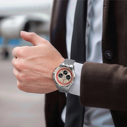 BERNY men’s chronograph watch – Multifunction aviation-style quartz watch, featuring a date display, sapphire crystal and excellent luminescence – Luxury men’s wristwatch