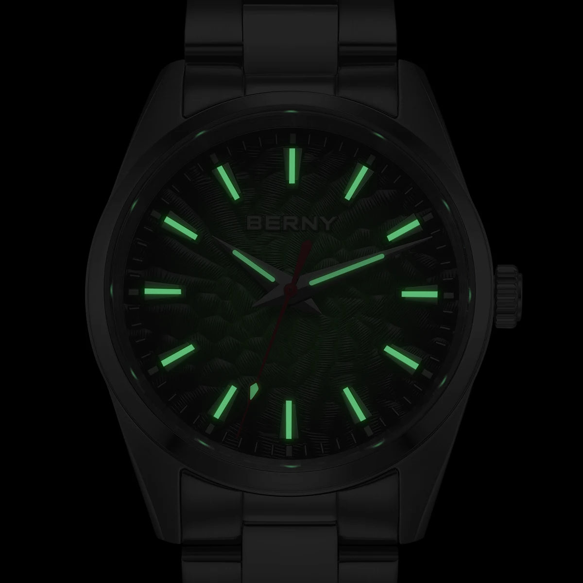 BERNY men’s watch – Quartz watch, sapphire crystal, luminescent hands, water-resistant to 10 ATM, made entirely of stainless steel – Elegant and casual style, ideal for everyday wear or professional occasions