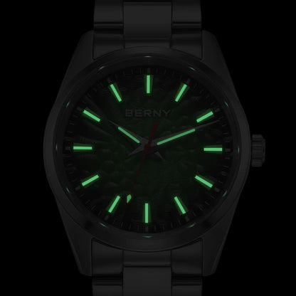 BERNY men’s watch – Quartz watch, sapphire crystal, luminescent hands, water-resistant to 10 ATM, made entirely of stainless steel – Elegant and casual style, ideal for everyday wear or professional occasions