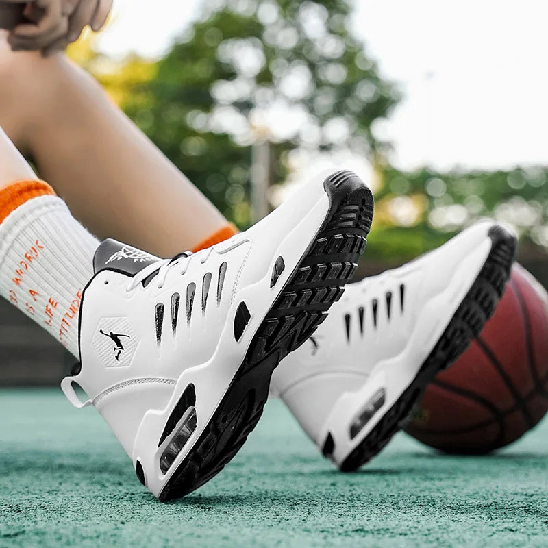 Men's High-Top Basketball Shoes with Breathable Mesh Design for Maximum Comfort, Outdoor Shock-Absorbing Running Shoes, High-Rebound Cushioning Technology for Smoother and More Comfortable Running, Enhanced Support, Stylish