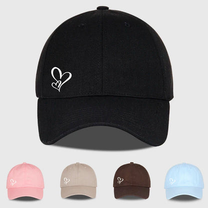Minimalistinė beisbolo kepurė su dvigubo širdies raštu, moterims ir vyrams, minkšta, reguliuojama, „Dad Hat“ stiliaus, kasdieninė, meilės tematikos, saulės kepurė