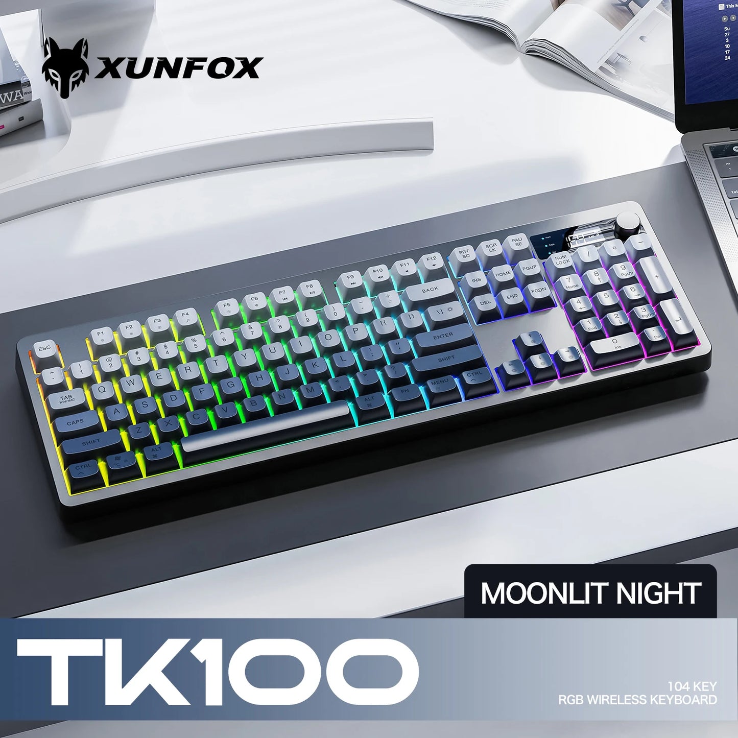 XUNFOX TK100 tastiera wireless 2.4 Bluetooth dual-mode gaming silenziosa per ufficio e notebook, universale