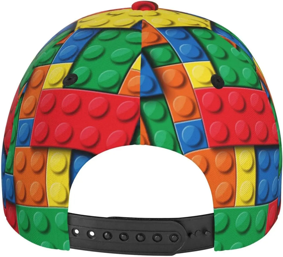 Žaisminga „Building Block Print“ beisbolo kepurė moterims ir vyrams, reguliuojama „Snapback“ kepurė su blizgučiais, madinga beisbolo kepurė