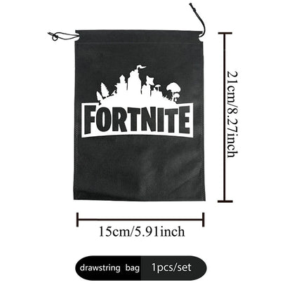 Fortnight Themed Series Black/Silver Small Drawstring Bag Portable Storage Cartoon Pocket Gifts for Birthday Party Arrangements