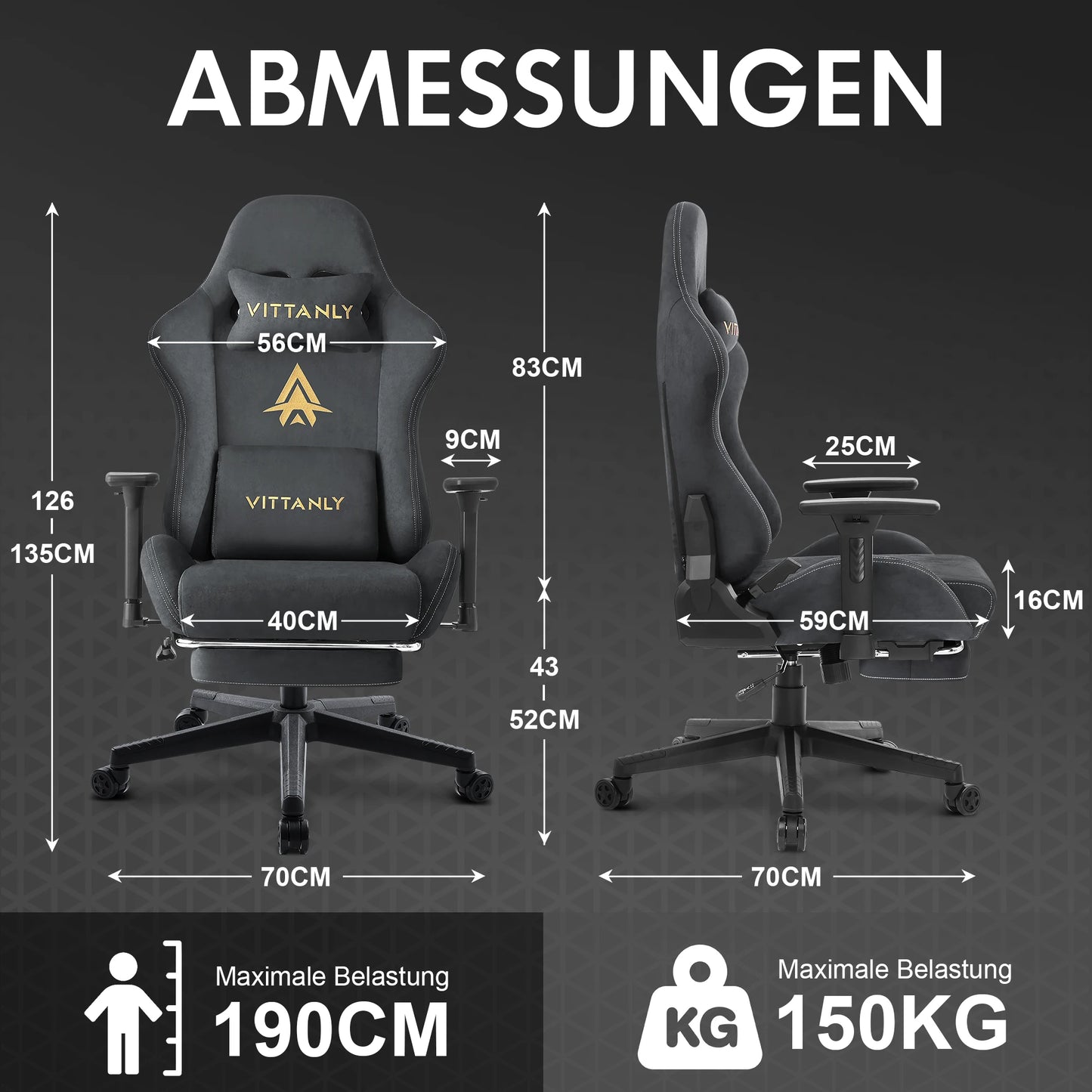 HAPIHAPPY Fashion Gaming Chair Genuine Computer Office Chair with Pocket Spring Cushion Linkage Armrests and Footrest Game Chair