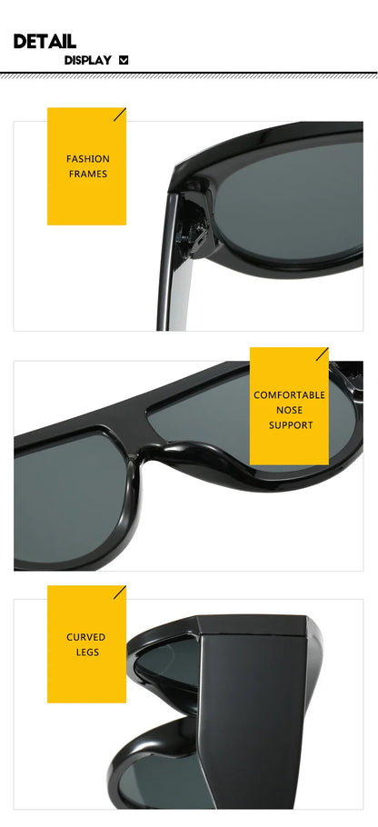 Oversized Pilot Sunglasses Women Fashion 2026 Luxury Big Frame One Piece Gradient Sunglasses Retro Classic Thick Shades