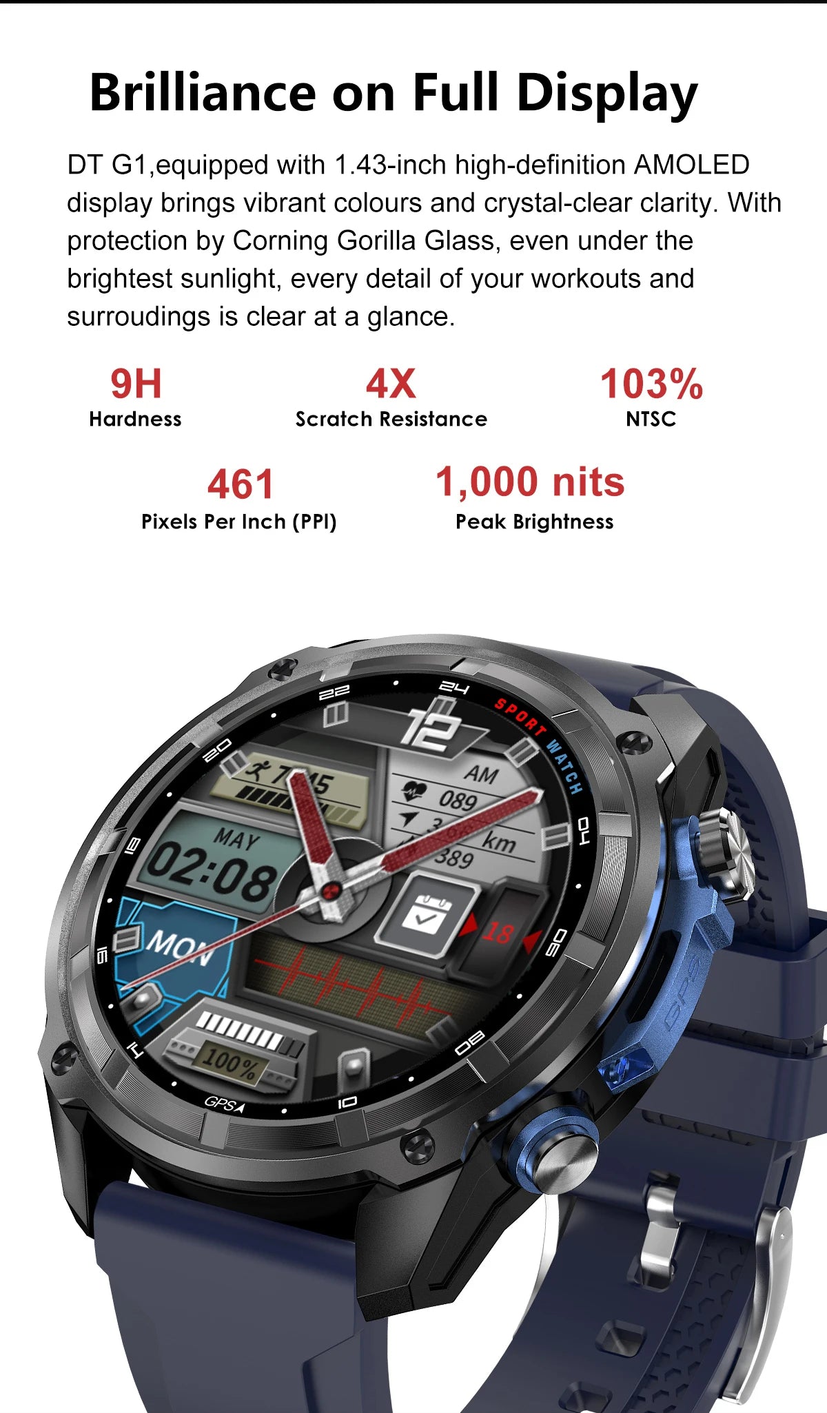 2026 New Military Smart Watch GPS Track Compass Altimeter Bluetooth Calling 860mAh Battery DTG1 Men Outdoor Sports Smartwatch