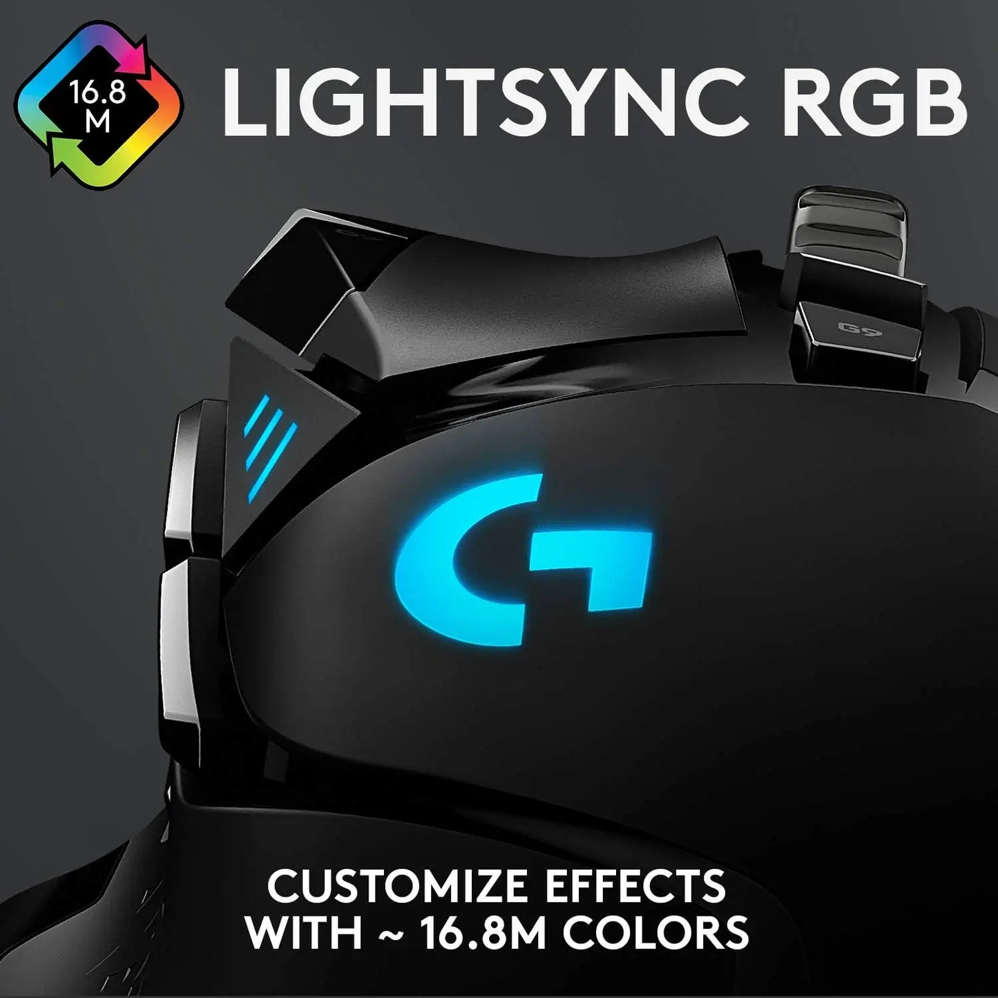 Ratón gaming con cable Logitech G502 HERO de alto rendimiento, sensor HERO 25K, 25,600 DPI, RGB, pesos ajustables, 11 botones, ratón para PC/Mac