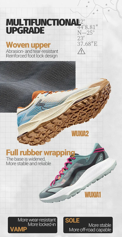 361 Degrees WUXIA 2 Running Shoes, Light Breathable Cushioning, Non-Slip Soft Outdoor Hiking Versatile Sneakers Male 672542201