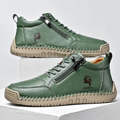 Femmes à la main en cuir chaussures décontractées mode femmes bottines en plein air antidérapant chaussures pour femmes Style britannique rétro femmes bottes