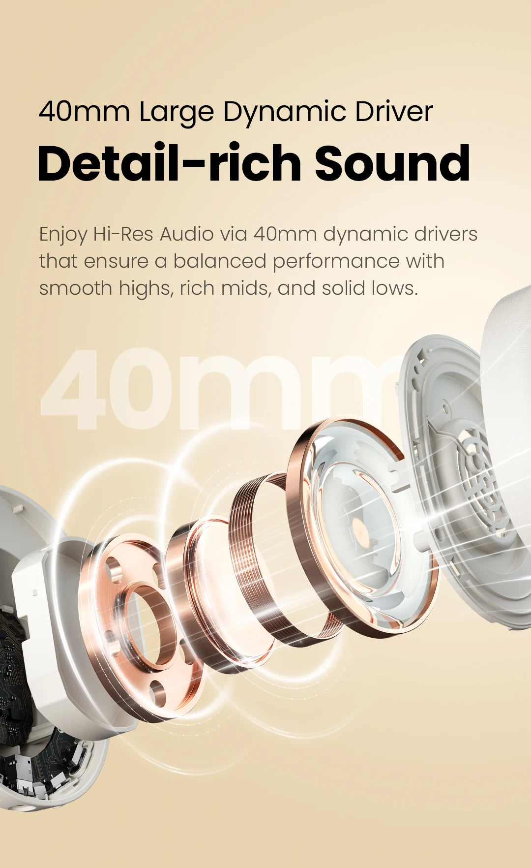 HAYLOU S30 Wireless Bluetooth 5.4 Headphones – 43dB Adaptive Noise Cancelling ANC Headset, 40mm Drivers, 80H Playtime, Hi-Res Audio Over-Ear Headphones