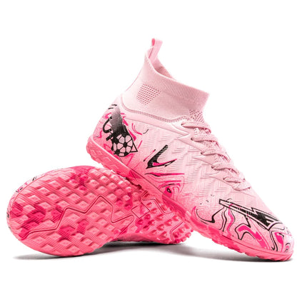 Chaussures de football pour hommes et femmes, crampons antidérapants pour terrain synthétique, baskets de futsal, chaussures de football à crampons pour terrain gazonné, support de cheville, pour l'extérieur
