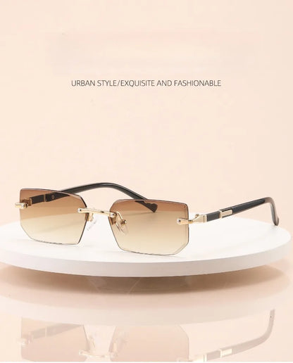 Vintage Rectangle Sunglasses Men New Rimless Fashion Beach Shades Women Trendy Luxury Brand Design Casual Anti-UV Sun Glasses