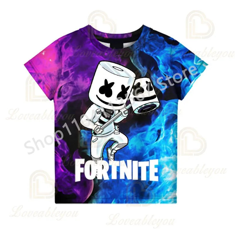 Youth F-Fortnited T-Shirt Battle Game Adults Short Sleeve Summer Tees for Teen Boys and Girls