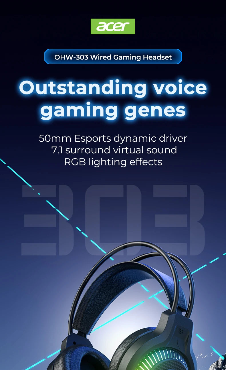 Auriculares Gaming com Fio RGB e Microfone – Headset Gaming com Som Surround de Baixa Latência, Iluminação RGB Elegante, Isolamento de Ruído e Ajuste Confortável