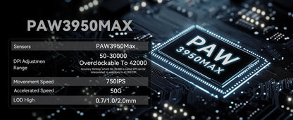 Rato Gaming Sem Fios Leve Attack Shark R6, Sensor PAW 3950Max para Computador com Nordic 52480, Polling 8KHz