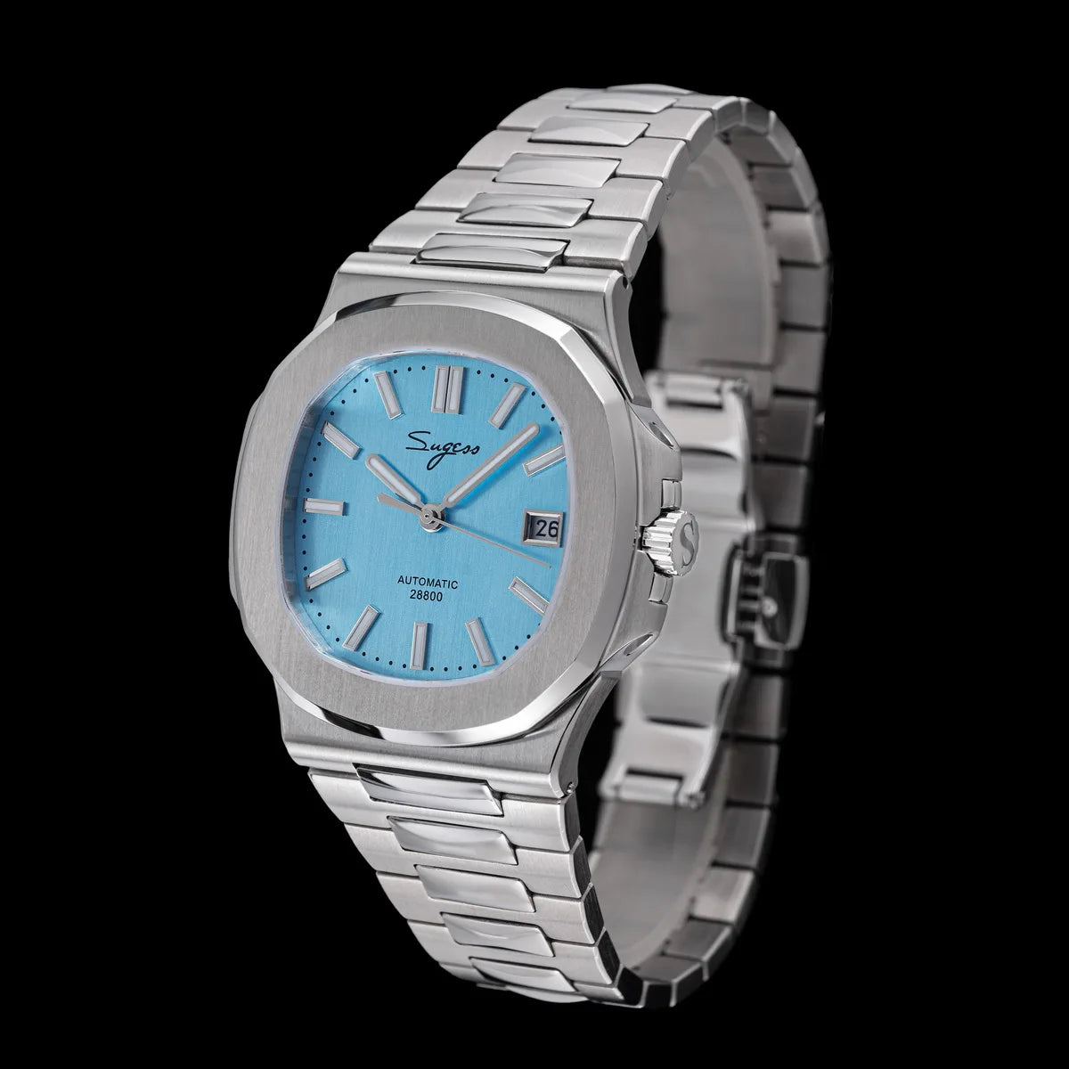 Orologio da uomo Sugess automatico meccanico da polso, movimento Miyota 9015, quadrante MOP, luminoso, impermeabile 5bar, bracciale di lusso S466