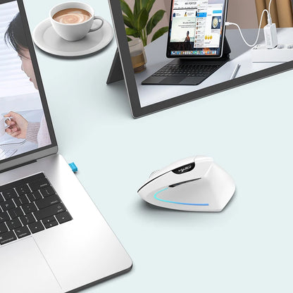 Wireless Mouse Bluetooth Vertical Mouse Dual-Mode Silent Mouse Rechargeable Gaming Mouse For Win Mac OS Laptop Computer Mouse
