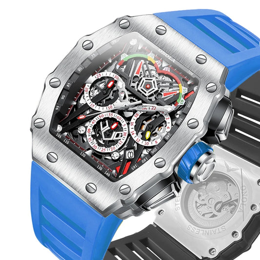 New Luxury Men Watch ONOLA Fashion Fully Automatic Mechanical Watches Man Unique Design Waterproof Tape Watch Wristwatch
