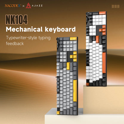 Teclado Mecânico AJAZZ NK104 com Fio, Teclas de Dupla Injeção, 104 Teclas, Hot-Swapping, Retroiluminação LED Híbrida, Teclado Gamer para Portátil e PC