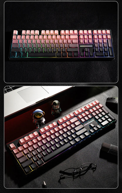 V108 Pro Bluetooth-Tastatur Büro, geräuscharm, 2.4G kabelgebunden & kabellos, vollständiges Layout mit RGB-beleuchteter Membran