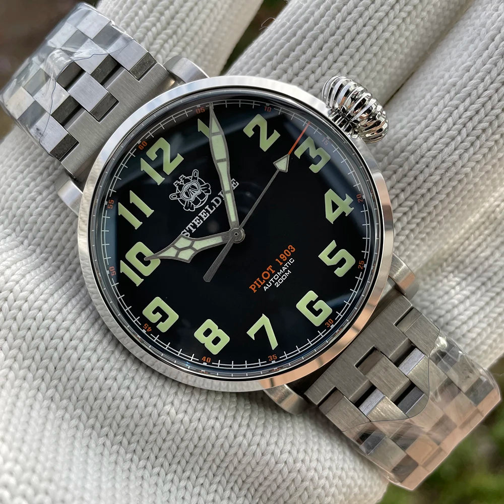 STEELDIVE SD1903 Big 46.5mm Steel Case C3 Luminous 200M Waterproof Sapphire Glass with AR Coating NH35 Mechanical Men Watches