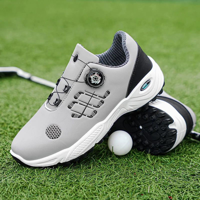 Professional Golf Shoes with Rotary Lock Buckle, Breathable, Shock-Absorbing, Non-Slip, Comfortable Support for Golf Course Swing Movements, Men's Casual Sports Shoes