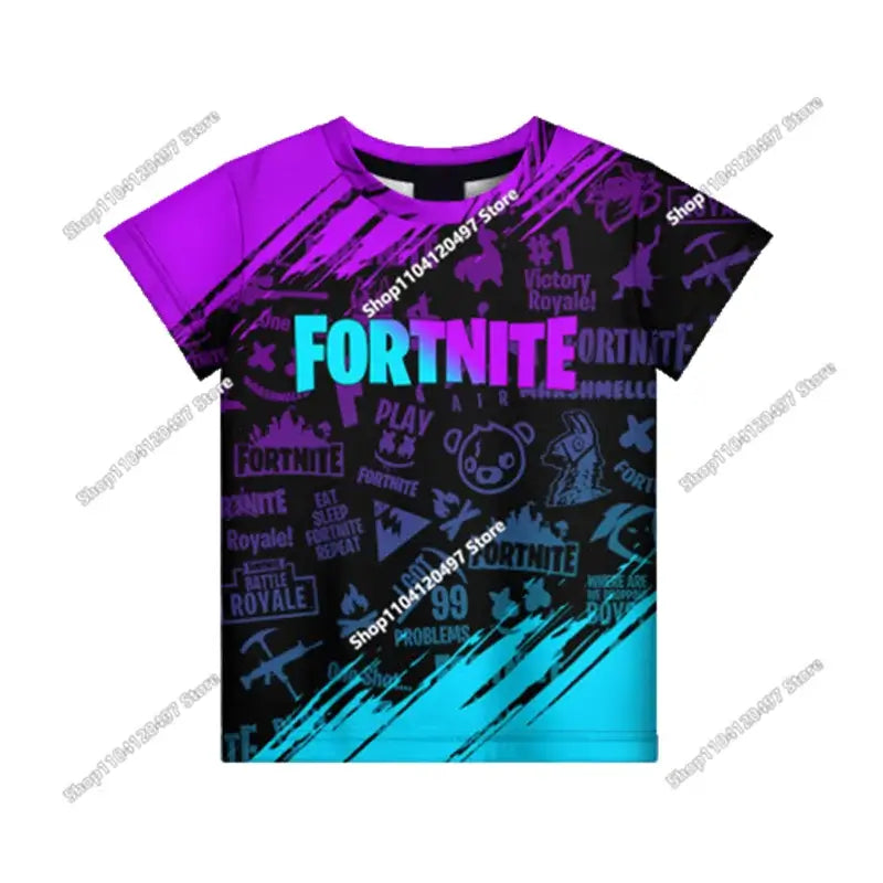 Anime Fortnite T-Shirts Girl Clothing T-Shirt Boys White Cartoon Tees Baby Summer Shirts Cute Printed Tops Costume