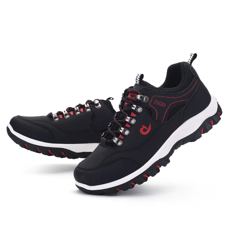 Sapatos casuais em pele para homem, ténis leves de caminhada para primavera, outono e inverno
