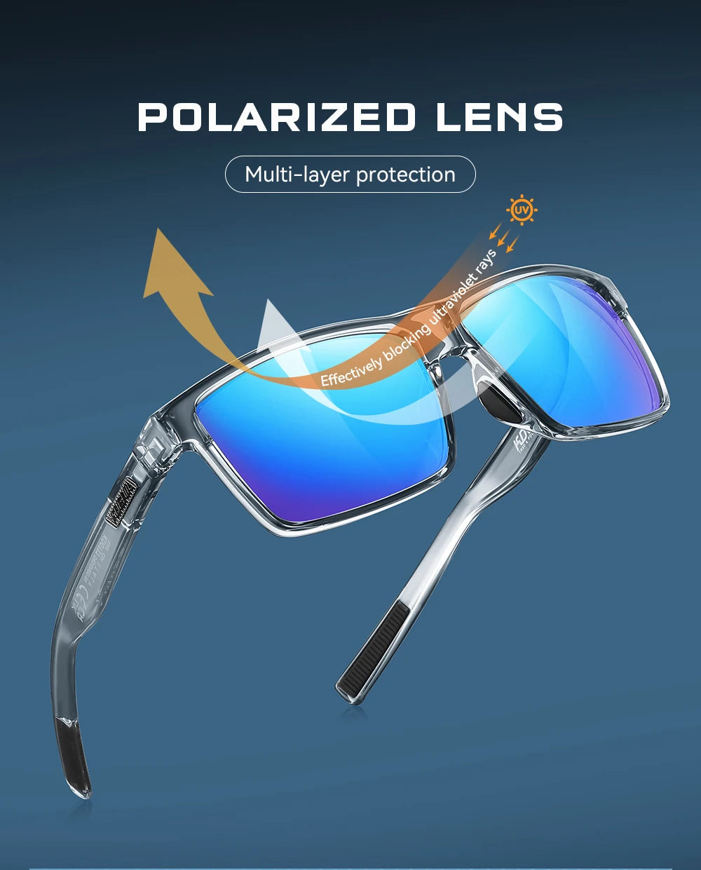 KDEAM Oversized Men's Sunglasses Polarized TR90 Big Size Sun Glasses Width 160mm Protective Case Included KD0737 MAX