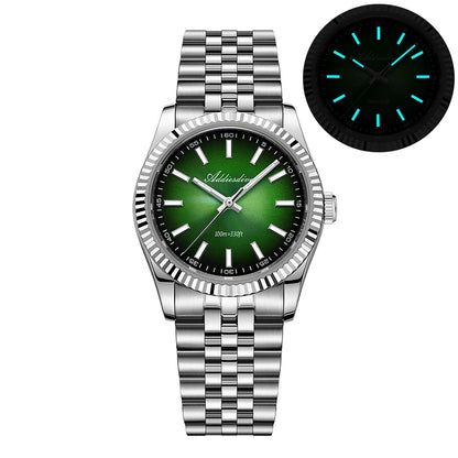 Reloj para hombre ADDIESDIVE AD2073, cristal de zafiro, 36mm, VH31, esfera sunburst, cuarzo, 10Bar, impermeable para buceo, luminoso