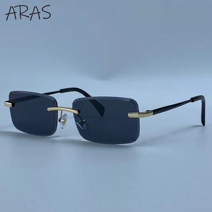 Rimless Rectangle Sunglasses Women 2026 Luxury Designer Fashion Retro Metal Sun Glasses Trendy Y2K Shades Small Frame Eyewear