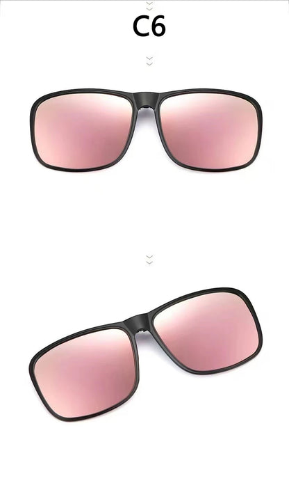 BOYSEEN Polarized Flip Clip Sunglasses Driving Dark UV400 Photochromic Anti Glare Lens Sun Glasses Car Driver Vintage Square