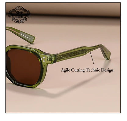 Classics Rivets Style Retro Sun Glasses for Women TR90 Frame Polygon Polarized Sunglasses UV400 Male Black Green 2025 Summer