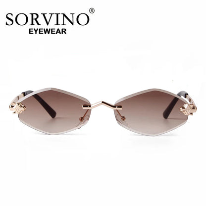 SORVINO 2024 Women Luxury Brand Designer Sunglasses New Polygonal Small Rimless Rhombus Sun Glasses Female Retro Eyewear