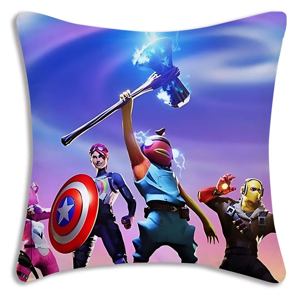Anime game Fortnites Pillow Covers Cartoon Sofa Decorative Home Double-sided Printing Short Plush Cute Cushion Cover