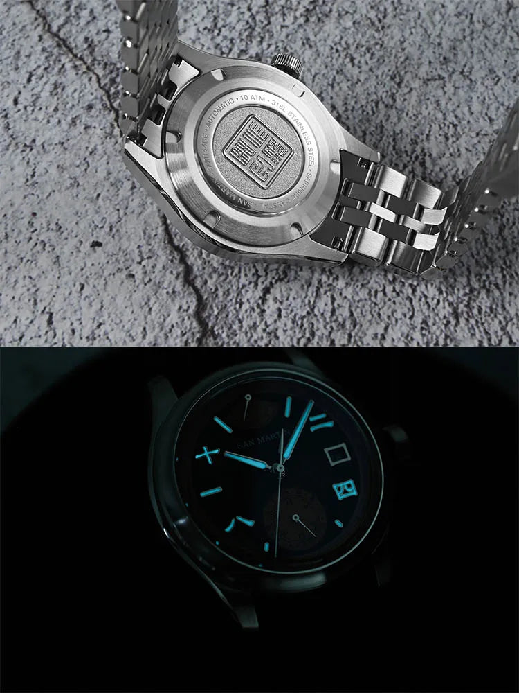 San Martin 39mm Miyota 9132 Power Reserve Display Men Luxury Sport Watch Automatic Mechanical Waterproof Original Design SN0144