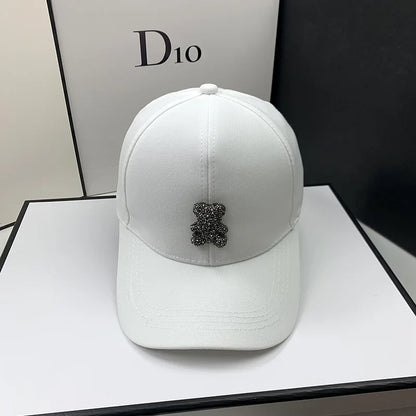 Șapcă de baseball de vară pentru femei, creată de un designer de modă, cu motiv „Ursul sălbatic coreean”, cu strasuri, șepci de soare, șepci de stradă K-pop, viziere pentru exterior, șapcă hip-hop