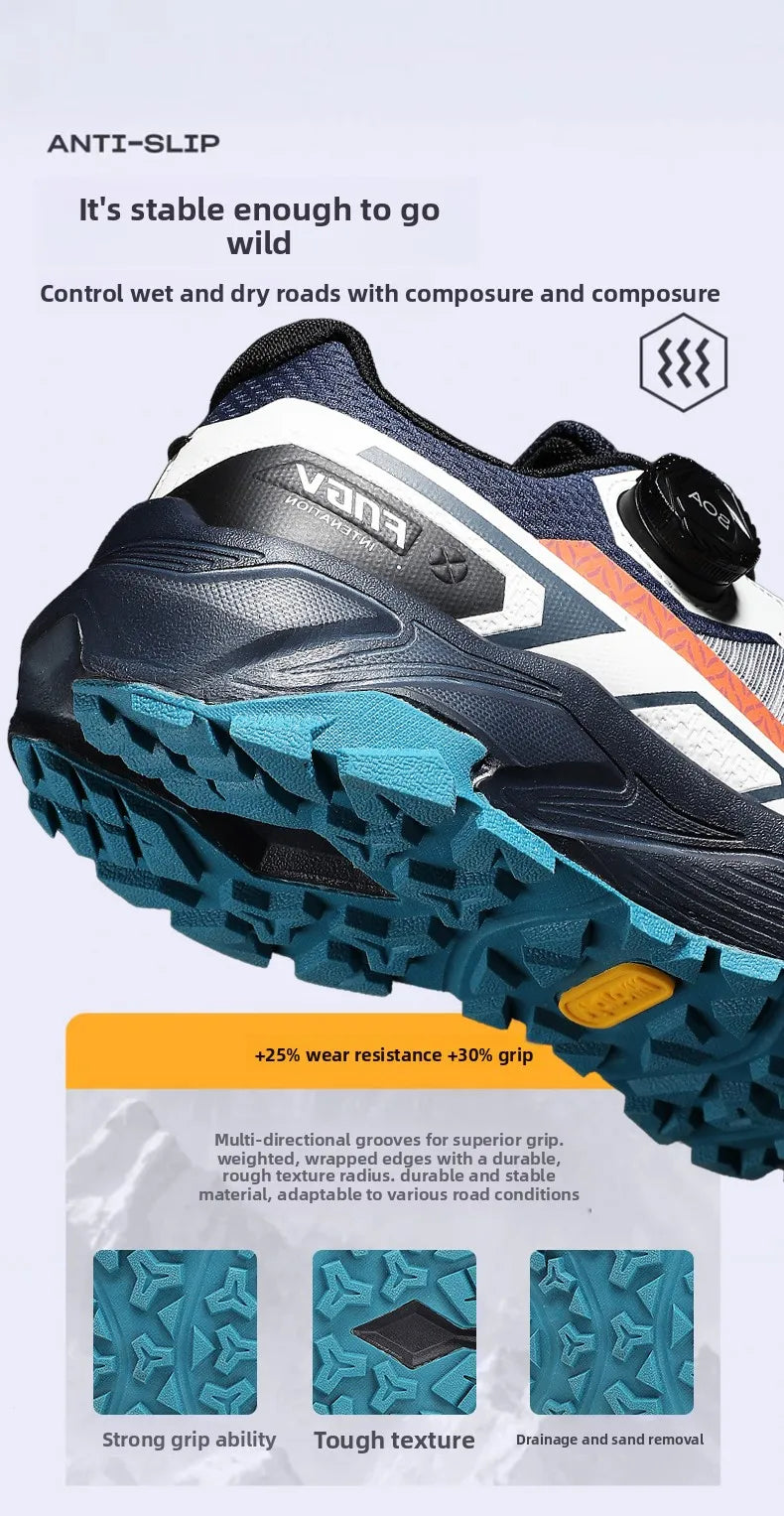 Spring & Summer Men's Running Shoes Outdoor Hiking, Wear-Resistant Trail Shoes with BOA Closure, Breathable Sports & Casual Style