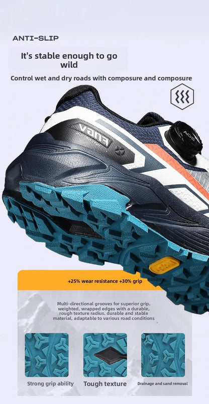 Spring & Summer Men's Running Shoes Outdoor Hiking, Wear-Resistant Trail Shoes with BOA Closure, Breathable Sports & Casual Style