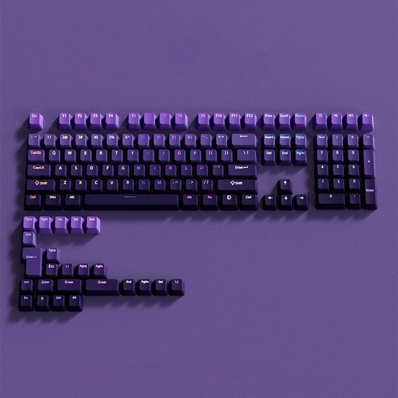 Teclas gamer RGB con retroiluminación degradada para teclado mecánico con interruptores MX, perfil OEM, PBT, blanco y azul, distribución ISO, teclas DIY