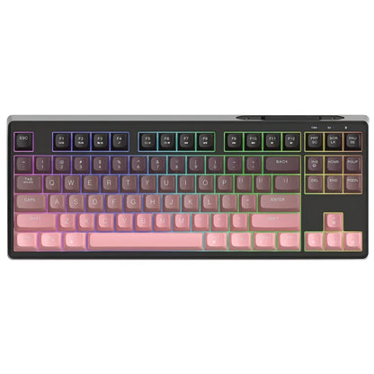 Teclado Gaming Sem Fios Free Wolf M87 75% - Switches Silenciosos, Retroiluminação Rainbow, BT/2.4G, Teclas PBT em Degradé, Design Compacto